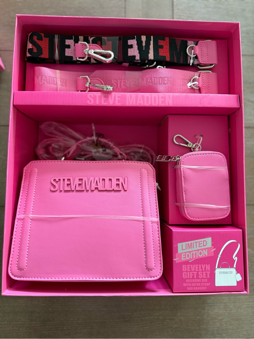 Steve Madden Bright Pink Beverly Gift Set - Crossbody, Strap & Pouch